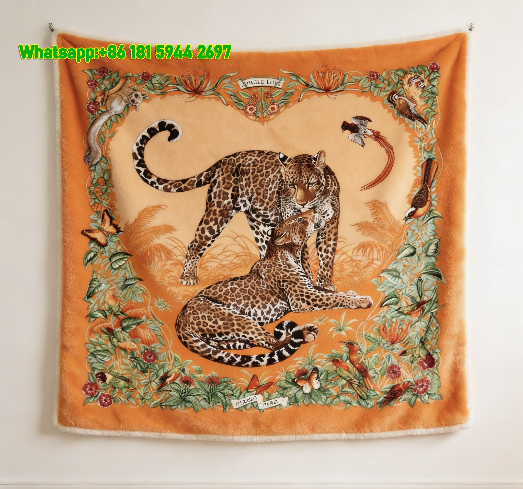 Hermès Inspired Jungle Leopard Print Flannel Throw Blanket IMG_5216